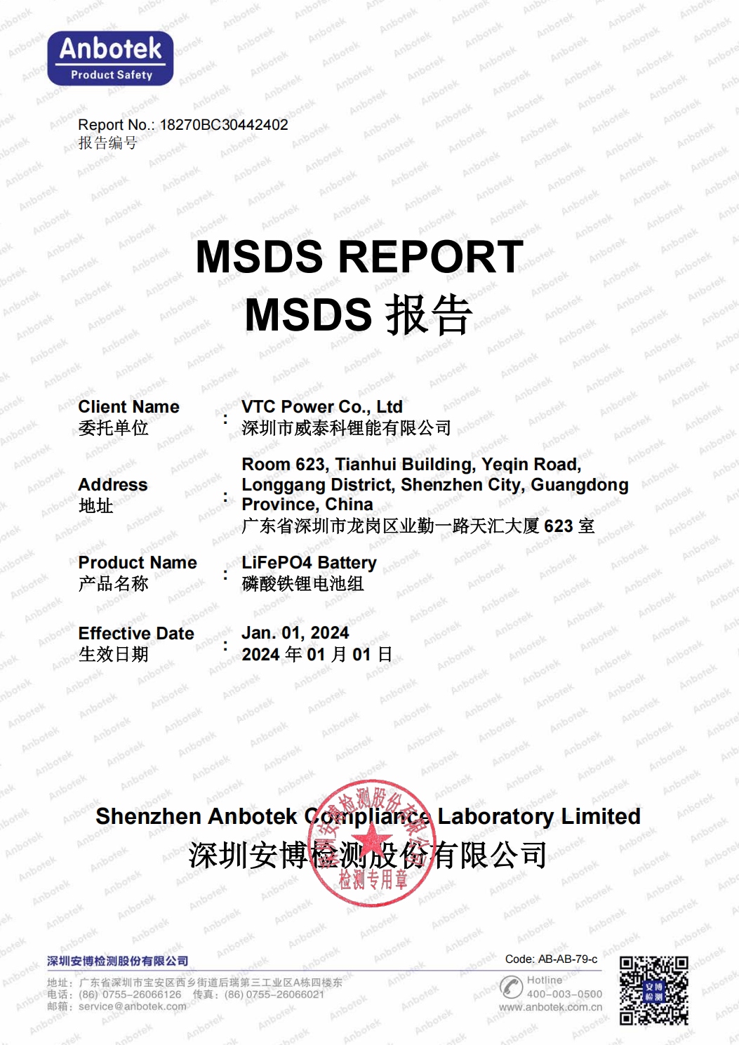 MSDS report