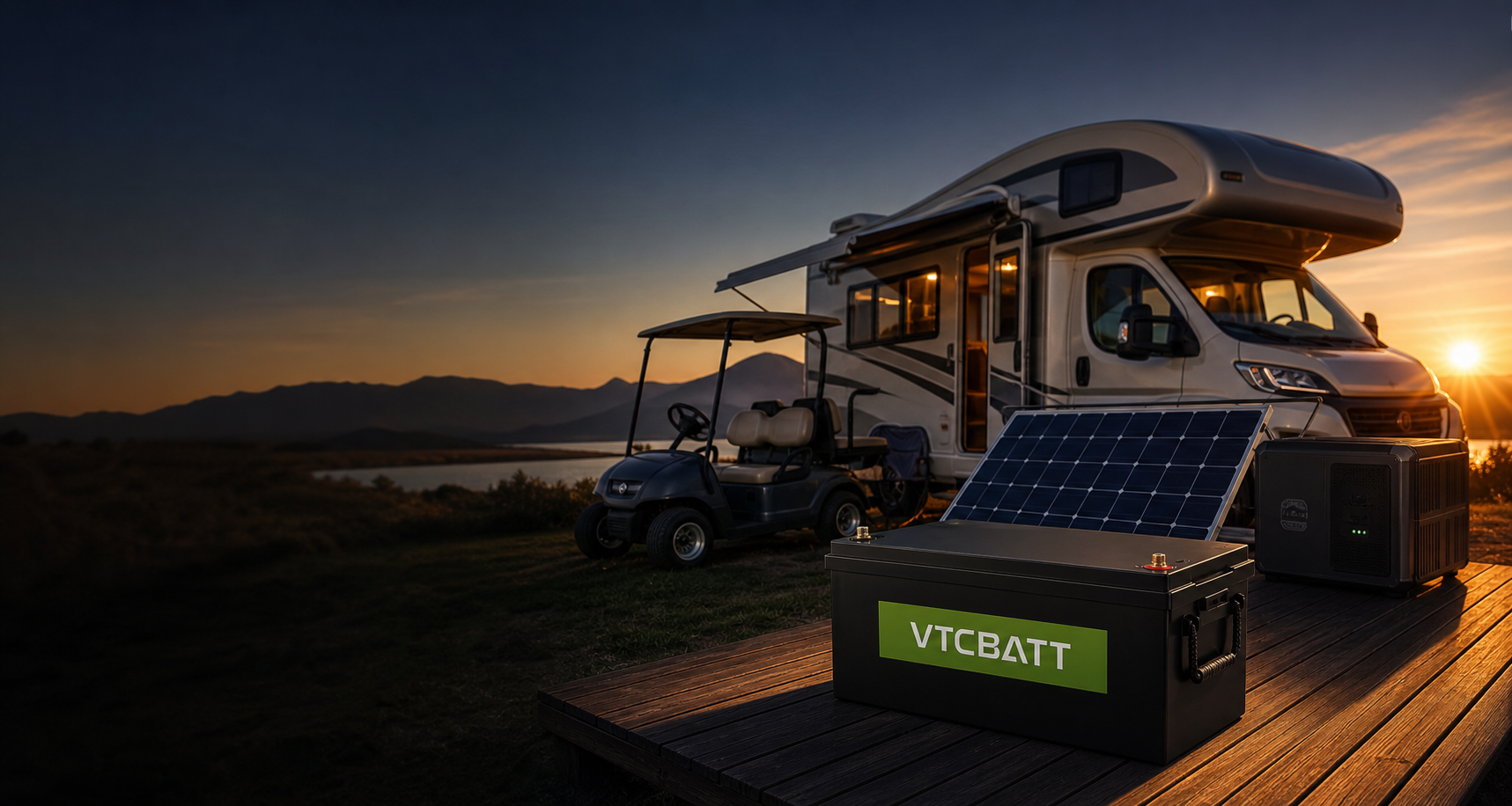 VTCBATT deep cycle LiFePO4 battery for RV, golf cart and solar storage